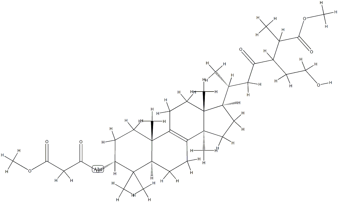 24-(2-Hydroxyethyl)-3α-(3-methoxy-1,3-dioxopropoxy)-23-oxo-5α-lanost-8-en-26-oic acid methyl ester structure
