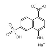 2-Naphthalenesulfonicacid, 8-amino-5-nitro-, sodium salt (1:1) Structure