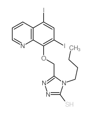 4-butyl-5-[(5,7-diiodoquinolin-8-yl)oxymethyl]-2H-1,2,4-triazole-3-thione结构式