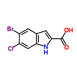 5-溴-6-氯-1H-吲哚-2-羧酸结构式