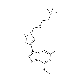 6-甲基-8-(甲硫基)-3-[1-[[2-(三甲基硅基)乙氧基]甲基]-1H-吡唑-4-基]咪唑并[1,2-a]吡嗪结构式