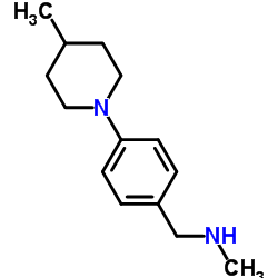 N-Methyl-1-[4-(4-methyl-1-piperidinyl)phenyl]methanamine结构式
