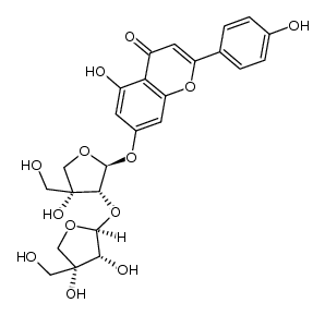 apigenin-7-O-β-D-apiofuranosyl-(1->2)-β-D-apiofuranoside Structure