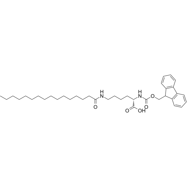 N2-[(9H-芴-9-基甲氧基)羰基]-N6-(1-氧代十六烷基)-L-赖氨酸结构式