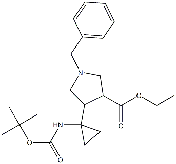 1-苄基-4-(1-((叔丁氧基羰基)氨基)环丙基)吡咯烷-3-羧酸乙酯结构式