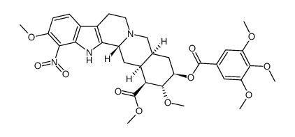 11,17-dimethoxy-12-nitro-18-(3,4,5-trimethoxy-benzoyloxy)-yohimbane-16-carboxylic acid methyl ester结构式