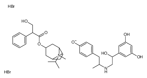 5-[1-hydroxy-2-[1-(4-hydroxyphenyl)propan-2-ylamino]ethyl]benzene-1,3-diol,(8-methyl-8-propan-2-yl-8-azoniabicyclo[3.2.1]octan-3-yl) 3-hydroxy-2-phenylpropanoate,bromide,hydrobromide结构式