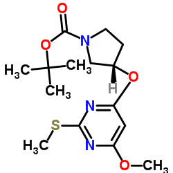 (S)-3-(6-Methoxy-2-Methylsulfanyl-pyrimidin-4-yloxy)-pyrrolidine-1-carboxylic acid tert-butyl ester结构式