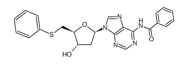 N-(9-((2R,4S,5S)-4-hydroxy-5-((phenylthio)methyl)tetrahydrofuran-2-yl)-9H-purin-6-yl)benzamide Structure