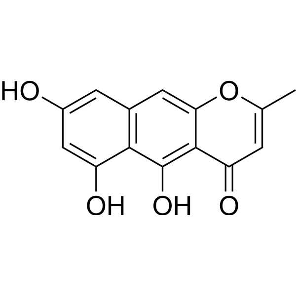 5,6,8-Trihydroxy-2-methyl-4H-naphtho[2,3-b]pyran-4-one Structure