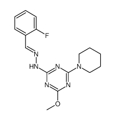 N-[(2-fluorophenyl)methylideneamino]-4-methoxy-6-piperidin-1-yl-1,3,5-triazin-2-amine结构式