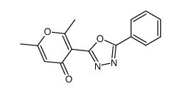 2,6-dimethyl-3-(5-phenyl-1,3,4-oxadiazol-2-yl)pyran-4-one结构式