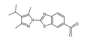 2-(3,5-dimethyl-4-propan-2-ylpyrazol-1-yl)-6-nitro-1,3-benzothiazole Structure