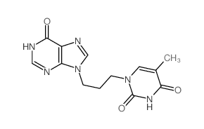 5-methyl-1-[3-(6-oxo-3H-purin-9-yl)propyl]pyrimidine-2,4-dione结构式