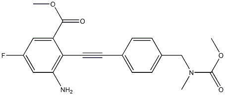 methyl 3-amino-5-fluoro-2-((4-(((methoxycarbonyl)(methyl)amino)methyl)phenyl)ethynyl)benzoate结构式