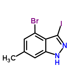 4-溴-3-碘-6-甲基-1H-吲唑结构式