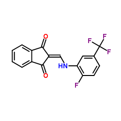 2-(((2-Fluoro-5-(trifluoromethyl)phenyl)amino)methylene)indane-1,3-dione结构式