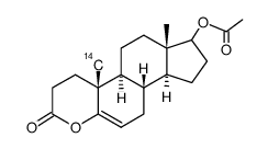 <19-14C>-17β-Acetoxy-5-hydroxy-3,5-seco-4-nor-androst-5-en-3-saeure-lacton结构式