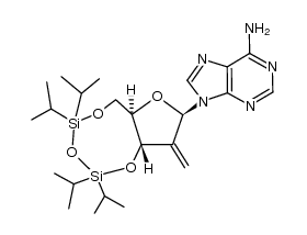 9-(2-deoxy-3,5-O-(tetraisopropyldisiloxanediyl)-2-methylene-β-D-erythro-pentofuranosyl)adenine Structure