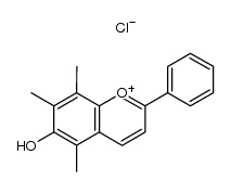 6-hydroxy-5,7,8-trimethyl-2-phenyl-1-benzopyrylium chloride结构式