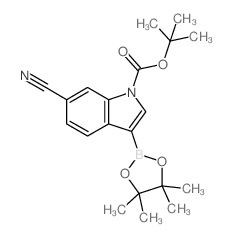 tert-Butyl 6-cyano-3-(4,4,5,5-tetramethyl-1,3,2-dioxaborolan-2-yl)-1H-indole-1-carboxylate Structure