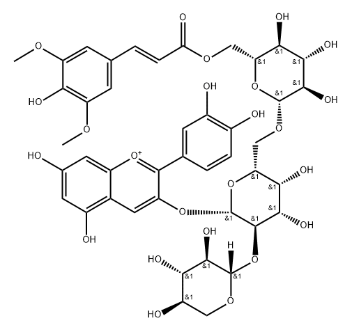 矢车菊素-3-木糖-(芥子酰-葡萄糖)-半乳糖苷结构式