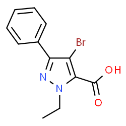 4-Bromo-1-ethyl-3-phenyl-1H-pyrazole-5-carboxylic acid结构式