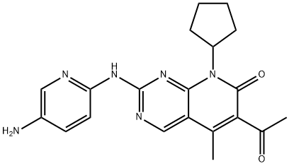 Pyrido[2,3-d]pyrimidin-7(8H)-one, 6-acetyl-2-[(5-amino-2-pyridinyl)amino]-8-cyclopentyl-5-methyl- structure