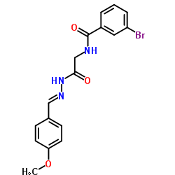 3-Bromo-N-{2-[(2E)-2-(4-methoxybenzylidene)hydrazino]-2-oxoethyl}benzamide结构式