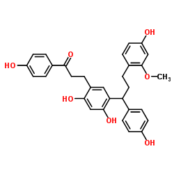 3-(2,4-Dihydroxy-5-(3-(4-hydroxy-2-methoxyphenyl)-1-(4-hydroxyphenyl)propyl)phenyl)-1-(4-hydroxyphenyl)propan-1-one structure