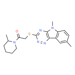 Piperidine, 1-[[(5,8-dimethyl-5H-1,2,4-triazino[5,6-b]indol-3-yl)thio]acetyl]-2-methyl- (9CI) structure