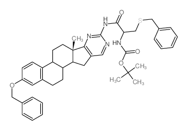 3-benzyloxy-estra-1,3,5(10),16-tetraeno[17,16-e]-2'-(S-benzyl-N-tert-butoxycarbonyl-L-cysteinylamino)pyrimidine结构式
