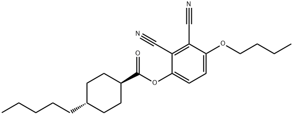 Cyclohexanecarboxylic acid, 4-pentyl-, 4-butoxy-2,3-dicyanophenyl ester, trans- structure