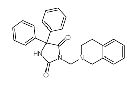 3-(3,4-dihydro-1H-isoquinolin-2-ylmethyl)-5,5-diphenyl-imidazolidine-2,4-dione结构式