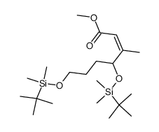 (Z)-4,7-Bis-(tert-butyl-dimethyl-silanyloxy)-3-methyl-hept-2-enoic acid methyl ester结构式