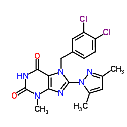 7-[(3,4-二氯苯基)甲基]-8-(3,5-二甲基-1H-吡唑-1-基)-3,7-二氢-3-甲基-1H-嘌呤-2,6-二酮图片