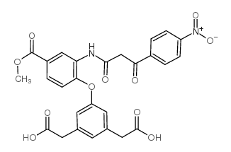 3-[2-(4-硝基苯甲酰基)乙酰氨基]-4-[3,5-二羧基甲基)-苯氧基]-苯甲酸甲酯结构式