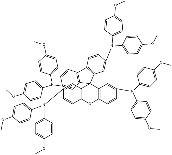 N2,N2,N2',N2',N7,N7,N7',N7'-八(4-甲氧基苯基)螺[芴-9,9'-氧杂蒽]-2,2',7,7'-四胺结构式