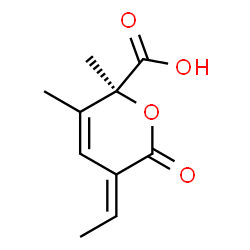 (S)-5-[(E)-Ethylidene]-5,6-dihydro-2,3-dimethyl-6-oxo-2H-pyran-2-carboxylic acid结构式
