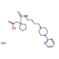 {1-[2-Oxo-2-({4-[4-(2-pyrimidinyl)-1-piperazinyl]butyl}amino)ethyl]cyclopentyl}acetic acid hydrochloride (1:1) Structure