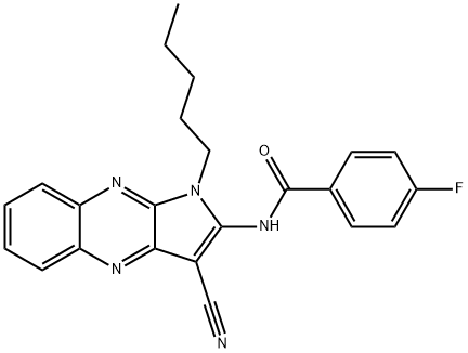 N-(3-氰基-1-戊基-1H-吡咯并[2,3-B]喹喔啉-2-基)-4-氟苯甲酰胺结构式