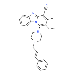 2-ethyl-3-methyl-1-{4-[(2E)-3-phenylprop-2-en-1-yl]piperazin-1-yl}pyrido[1,2-a]benzimidazole-4-carbonitrile结构式