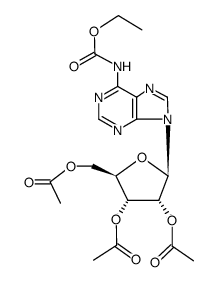 ethyl 9-(2’,3’,5’-tri-O-acetyl-β-D-ribofuranosyl)-9H-purine-6-carbamate结构式