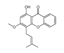 1-hydroxy-3-methoxy-4-(3-methylbut-2-enyl)xanthen-9-one结构式