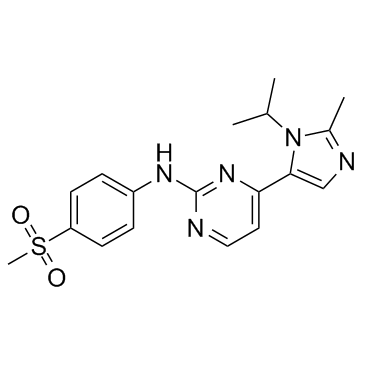 4-[2-甲基-1-异丙基-1H-咪唑-5-基]-N-[4-(甲磺酰基)苯基]-2-嘧啶胺结构式