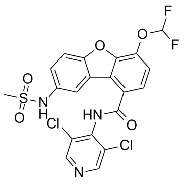 N-(3,5-二氯吡啶-4-基)-4-二氟甲氧基-8-[(甲磺酰基)氨基]二苯并[B,D]呋喃-1-甲酰胺结构式