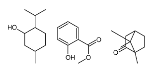 methyl 2-hydroxybenzoate,5-methyl-2-propan-2-ylcyclohexan-1-ol,(1R,4R)-4,7,7-trimethylbicyclo[2.2.1]heptan-3-one Structure