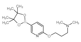 N,N-二甲基-3-((5-(4,4,5,5-四甲基-1,3,2-二氧硼杂环戊烷-2-基)吡啶-2-基)氧基)丙-1-胺结构式
