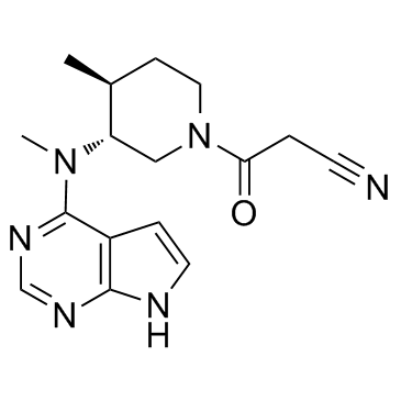 (3R,4S)-4-甲基-3-(甲基-7H-吡咯并[2,3-d]嘧啶-4-氨基)-beta-氧代-1-哌啶丙腈结构式