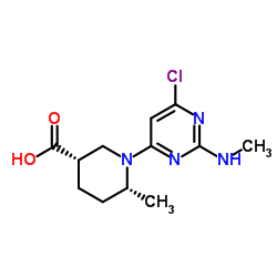 (3S,6R)-1-[6-Chloro-2-(methylamino)-4-pyrimidinyl]-6-methyl-3-piperidinecarboxylic acid Structure